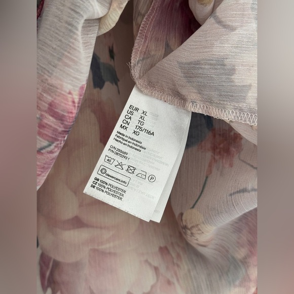 H&M Sheer Floral Blouse | Romantic Boho Ruffle Sleeve Top XL - Picture 3 of 7